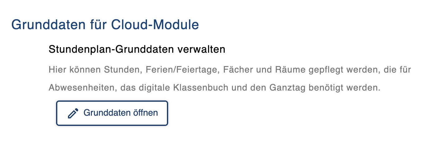 Screenshot: Grunddaten für Cloud-Module öffnen